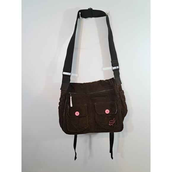 Fox Racing Brown Corduroy Messanger Bag Cross Body - Picture 1 of 6